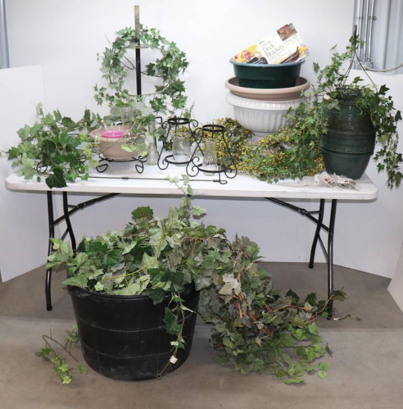 Misc Plant Stands, Plastic Pots, Deck Hangers, Greenery