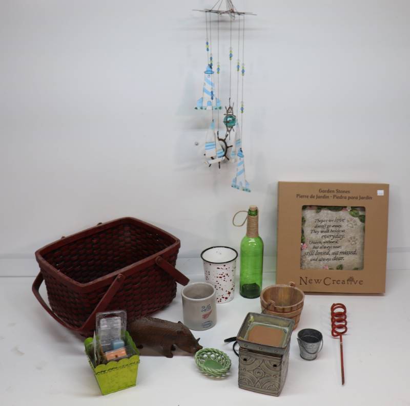 Wind Chime, Red Wing Croc, and Solar Light