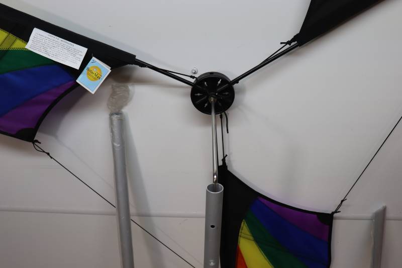 Rainbow Spinning Wind Generator 66 Diameter 6 Aluminum Mast & Ground Stake.  Missing Hub