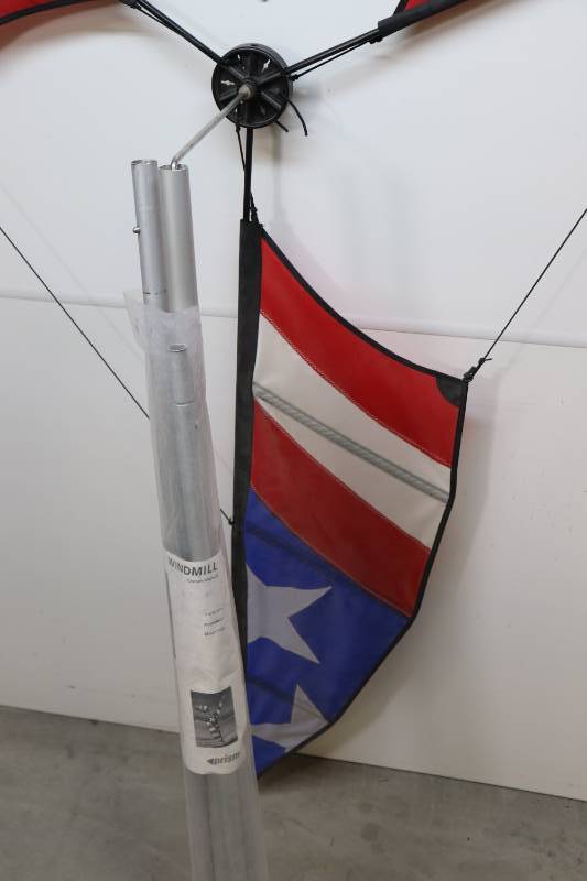Patriotic Spinning Wind Generator 66 Diameter 6 Aluminum Mast & Ground Stake.  Missing Hub
