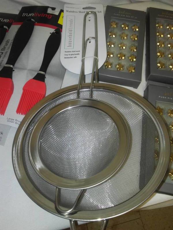 lot 13 image: NEW kitchen Colanders, BBQ,  Decor, Fancy Toothpicks set.