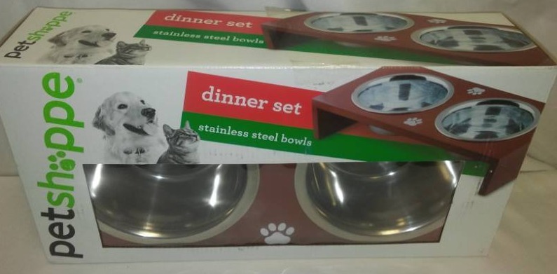lot 86 image: Pet Cat Dog stainless dinner set - NEW