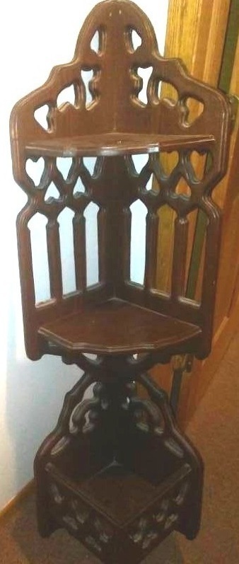 lot 136 image: Corner wood hanging Shelf.