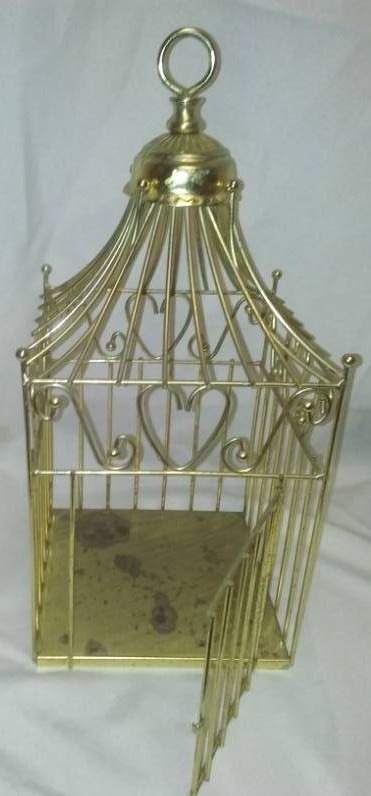 lot 176 image: Gold metal bird cage.