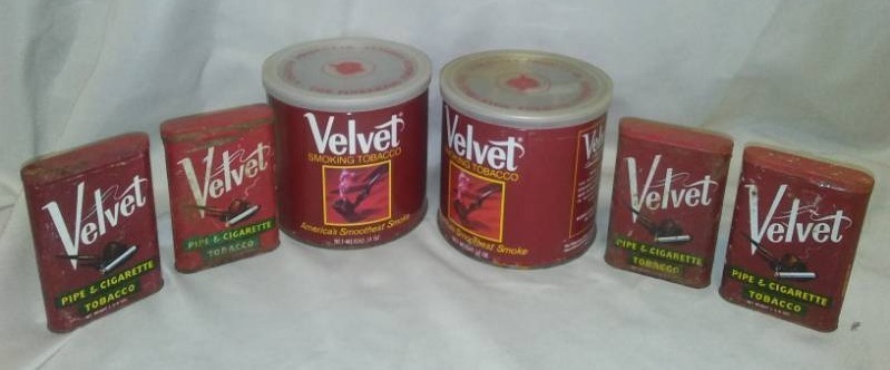 lot 177 image: Velvet tobacco cans, tins - great patina.