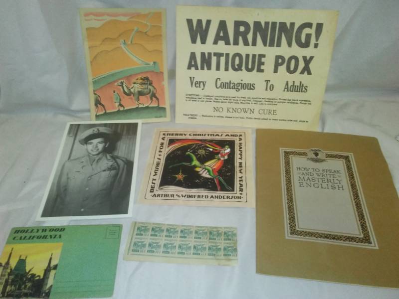 lot 181 image: Vintage cards, brochures, stamps and more.
