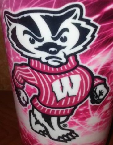 lot 100 image: 3 NEW Wisconsin Badger travel mugs, bottles.