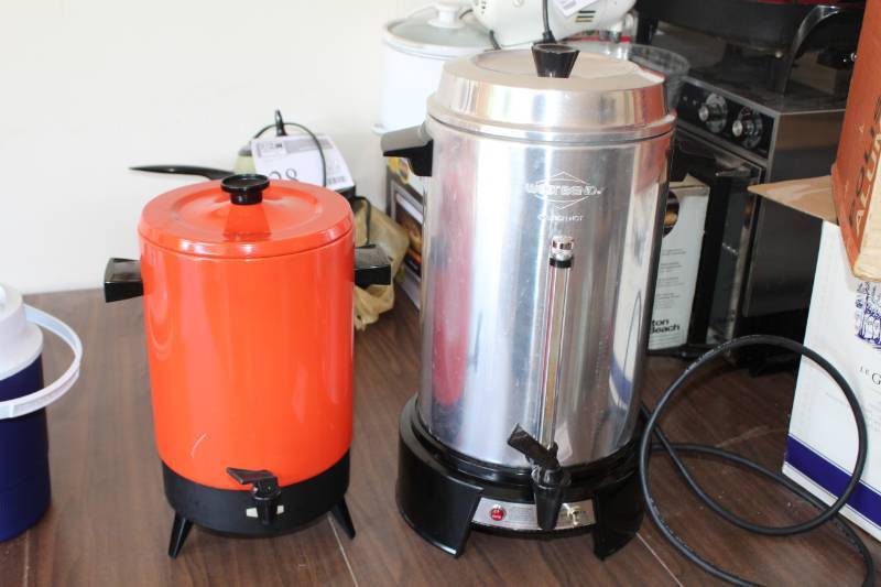 lot 30 image: Lot of (2) West Bend 55-Cup Automatic Coffee Maker, Empire 32-Cup Automatic Coffee Maker