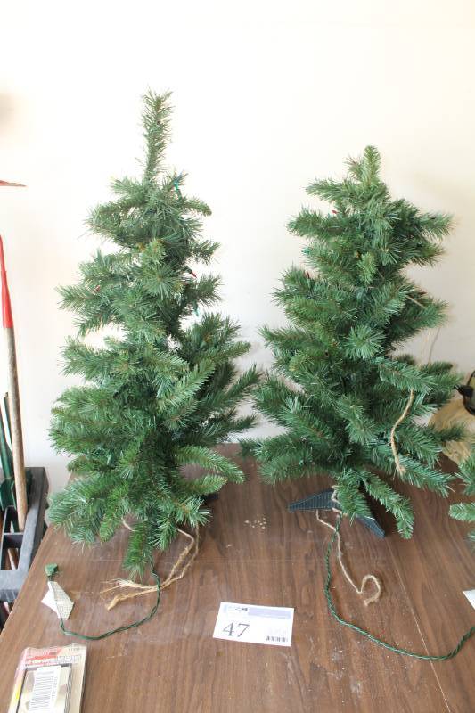 lot 47 image: Lot of (2) Table-Top Lighted Christmas Trees