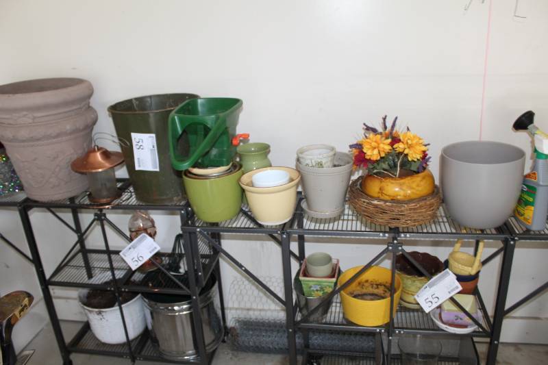 lot 58 image: Garden Pots, Bird Feeder, Seeder, Water Pail