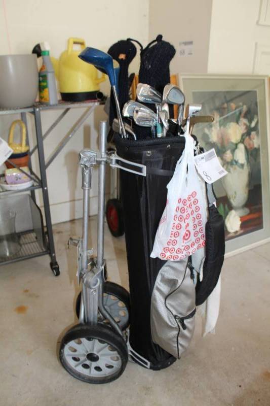 lot 8 image: Golf Club Set with Aluminum Caddy, 5000XL Clubs, Club Socks, Irons
