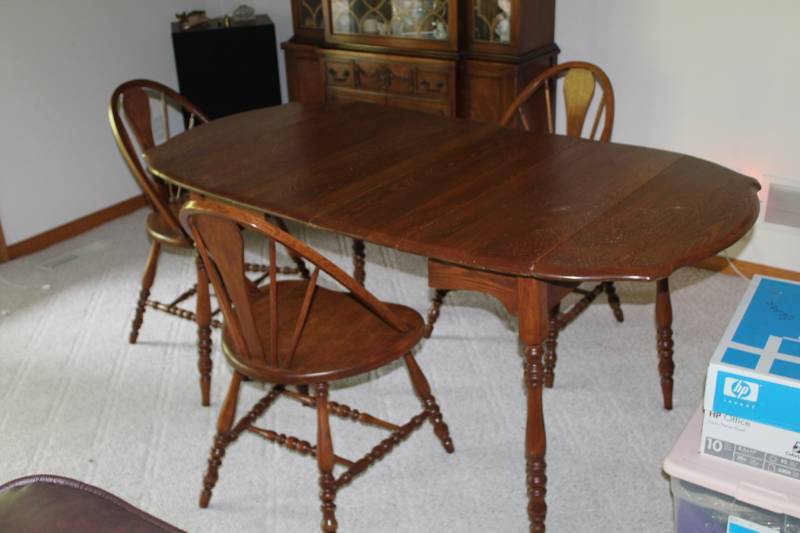 lot 165 image: Wood Dining Table, 4-Wood Dining Chairs