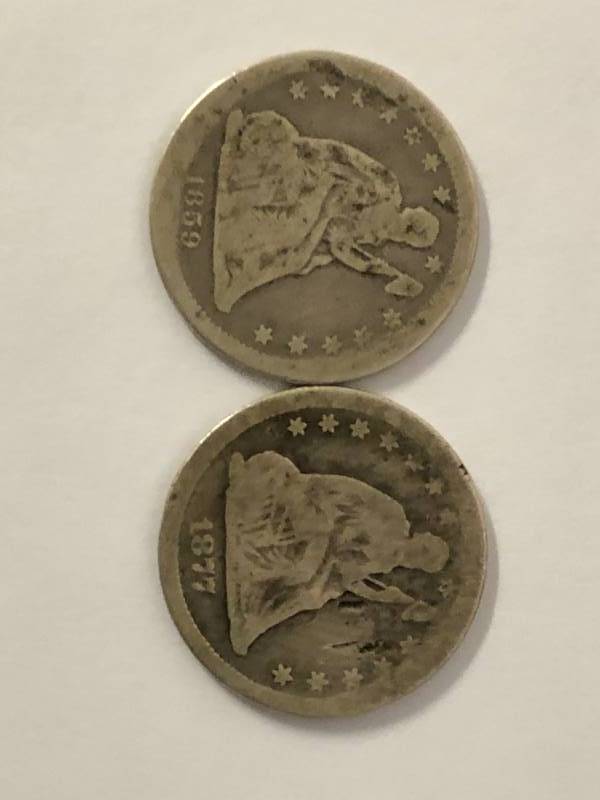 lot 77 image: 1859 & 1877 Seated Liberty Quarters