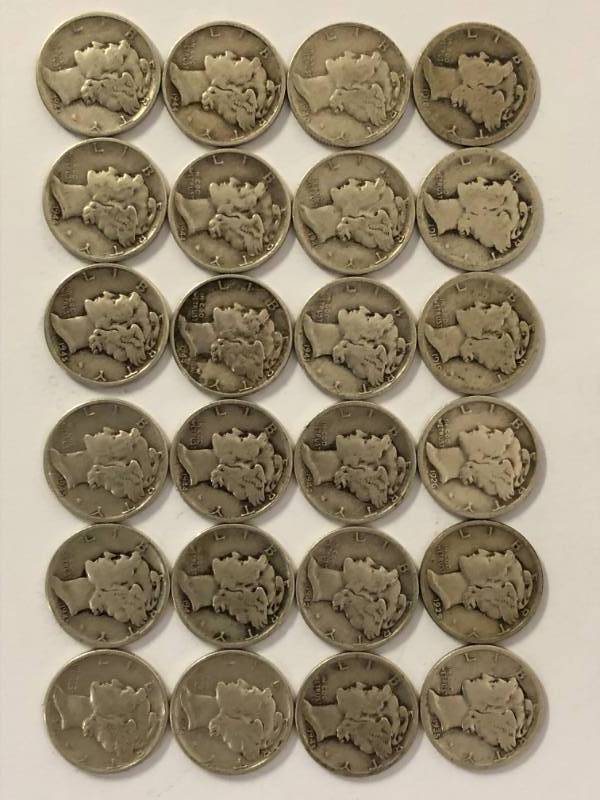 lot 80 image: 24 Mercury Dimes 1918-1945 Various Mint Marks