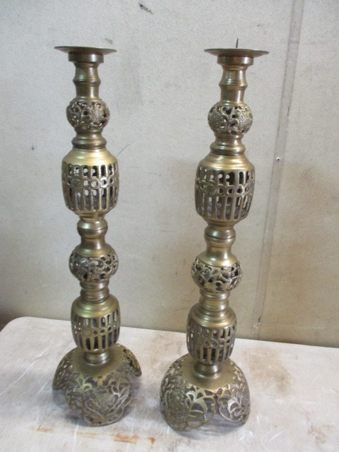 lot 102 image: Brass Candle Holders