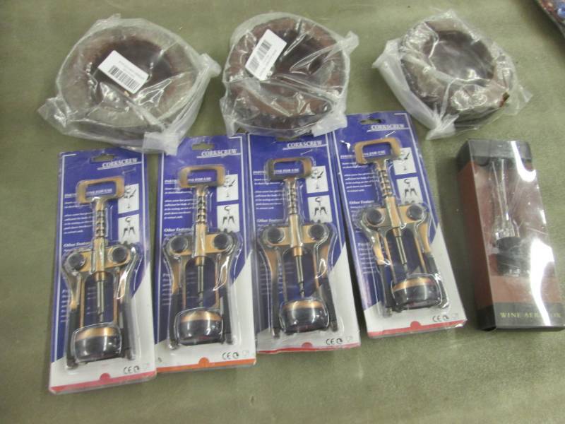lot 22 image: 4 Corkscrews, 3 Ashtrays, Wine Aera...