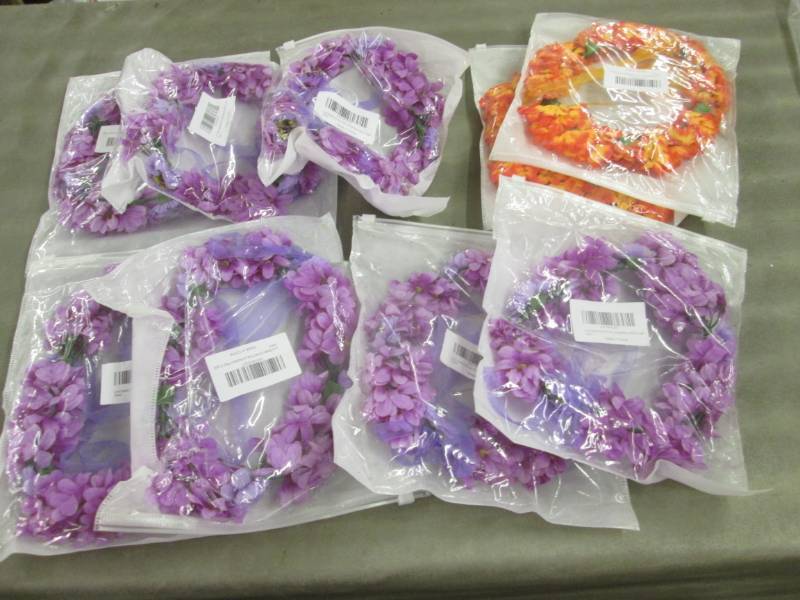 lot 26 image: 9 Adult Floral Headbands...