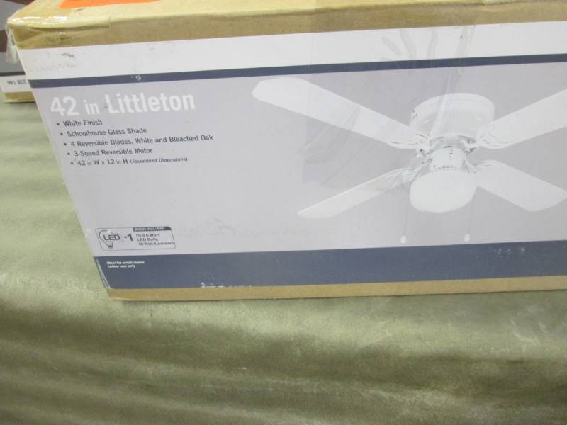 lot 115 image: Littleton 42 in. LED Indoor White C...