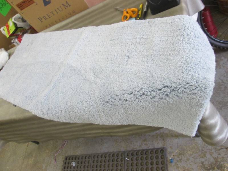lot 123 image: Long Light Blue Bath Mat Retail $39...