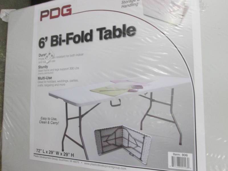 lot 158 image: PDG 6 ft Bifold Table- damaged...