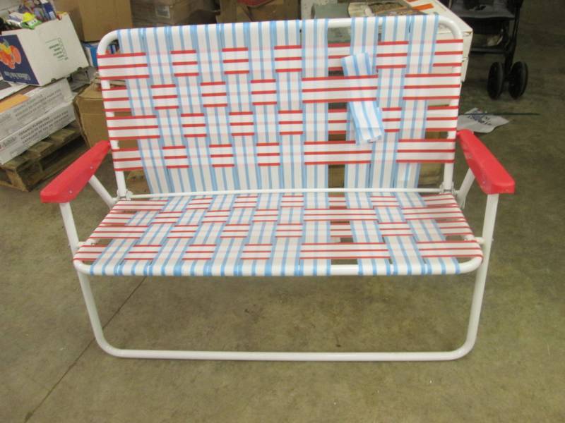 lot 165 image: Webbed Loveseat- one strip detached...