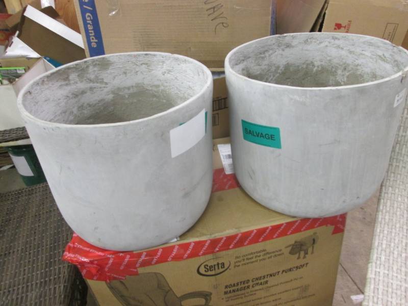lot 168 image: 2- 16 inch Concrete Planters, some ...