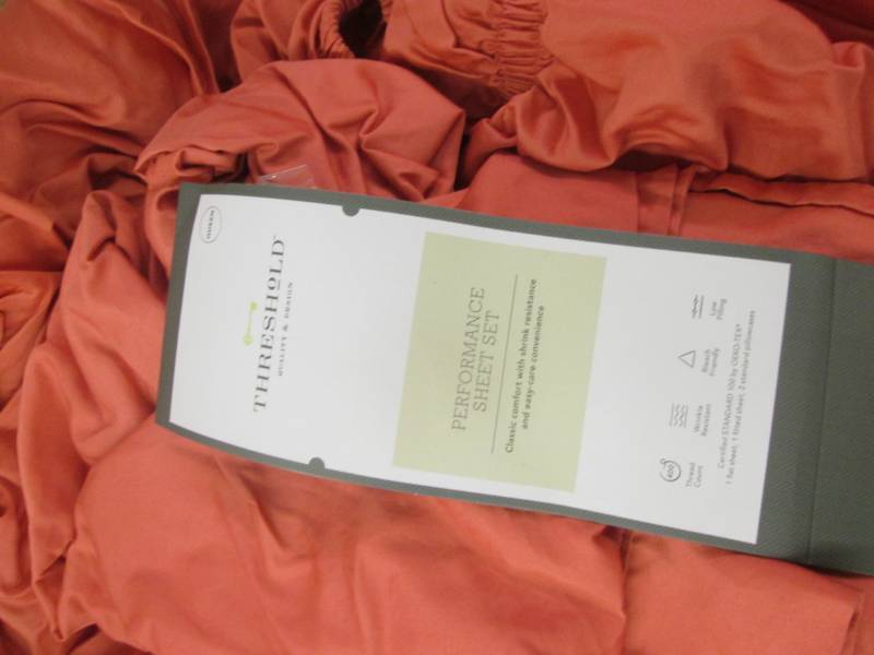 lot 187 image: Salmon Colored Threshold Queen Shee...
