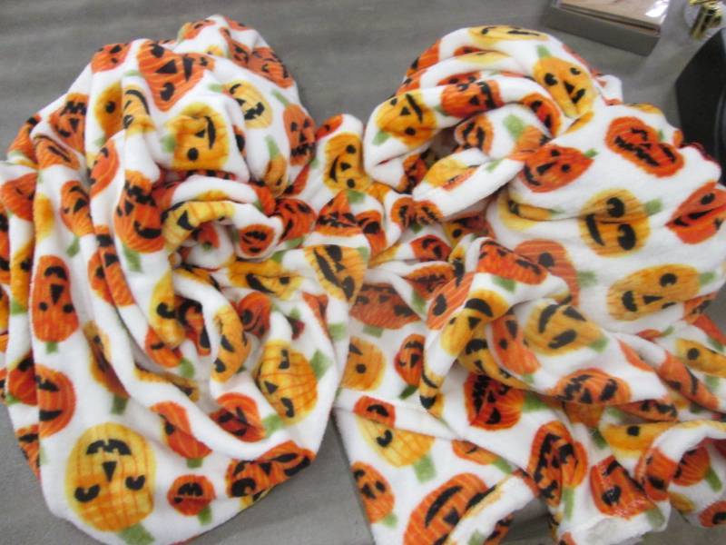 lot 200 image: 2 Pumpkin Plush Blankets...