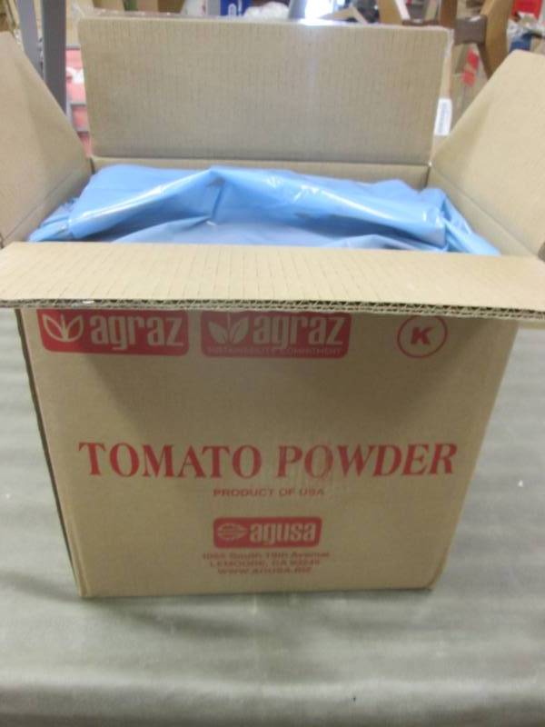 lot 318 image: 55 lb Box Agraz Tomato Powder...