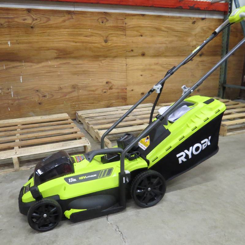 lot 3 image: Ryobi 13 In. ONE 18v Cordless Battery Push Mower with BatteryCharger