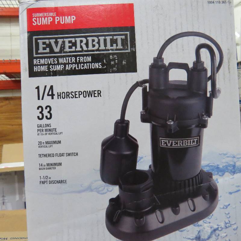 lot 5 image: Everbilt 14 HP Aluminum Sump Pump with Tethered Switch