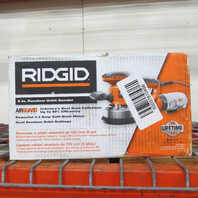 lot 4 image: Rigid 4 Amp Corded 6 Inch Variable-Speed Dual Random Orbital Sander with AIRGUARD Technology