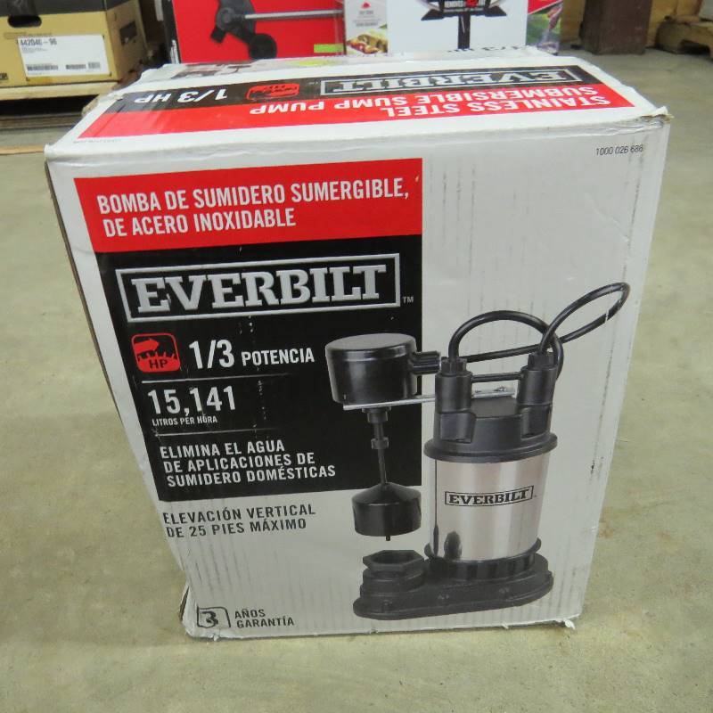 lot 62 image: Everbuilt 13 HP Submersible Sump Pump - in Stainless Steel