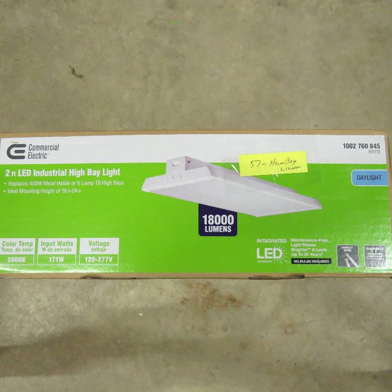 lot 57 image: Commercial Electric 2 Ft 400-Watt Equivalent Integrated LED Dimmable White High Bay Light