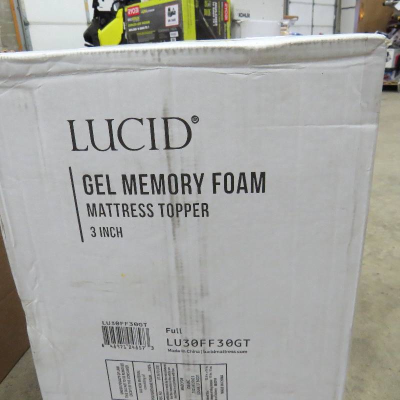 lot 63 image: Lucid Full 4 Inch Memory Foam Mattress Topper
