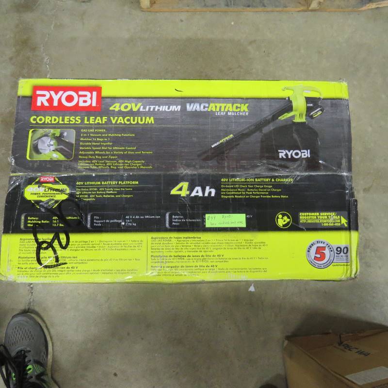 lot 44 image: Ryobi 40v Cordless Leaf Vacuum
