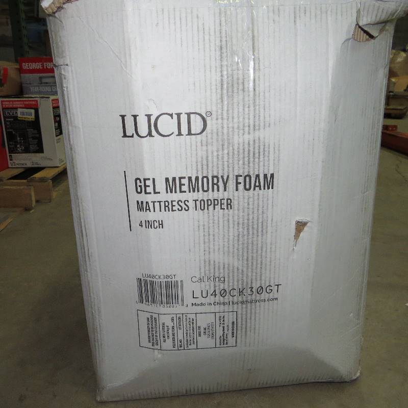 lot 39 image: Lucid California King 4 Inch Memory Foam Mattress Topper