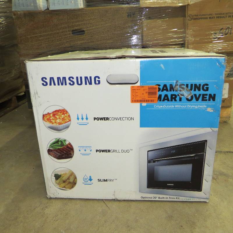 lot 42 image: Samsung 1.2 Cu. Ft. Countertop Power Convection Microwave in Black Stainess