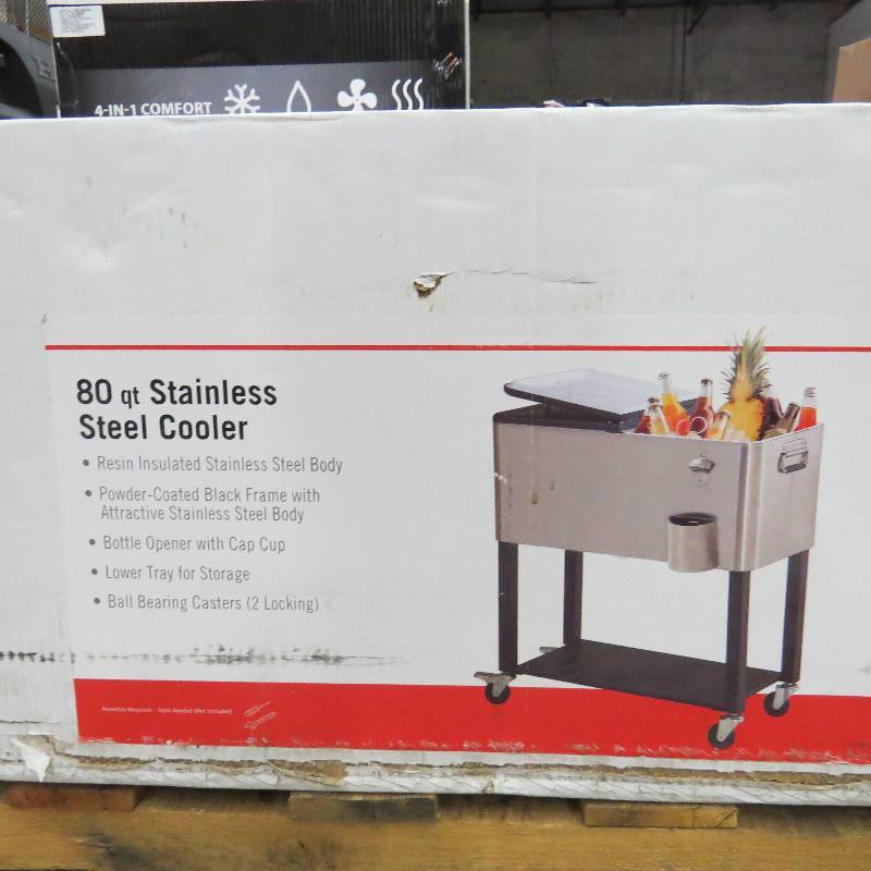 lot 50 image: 80 Quart Stainless Steel Cooler
