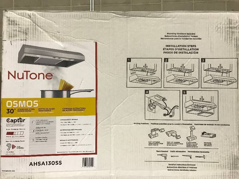 lot 27 image: NuTone Osmos 30 In. Convertible Under Cabinet Range Hood with Light - Stainless Steel