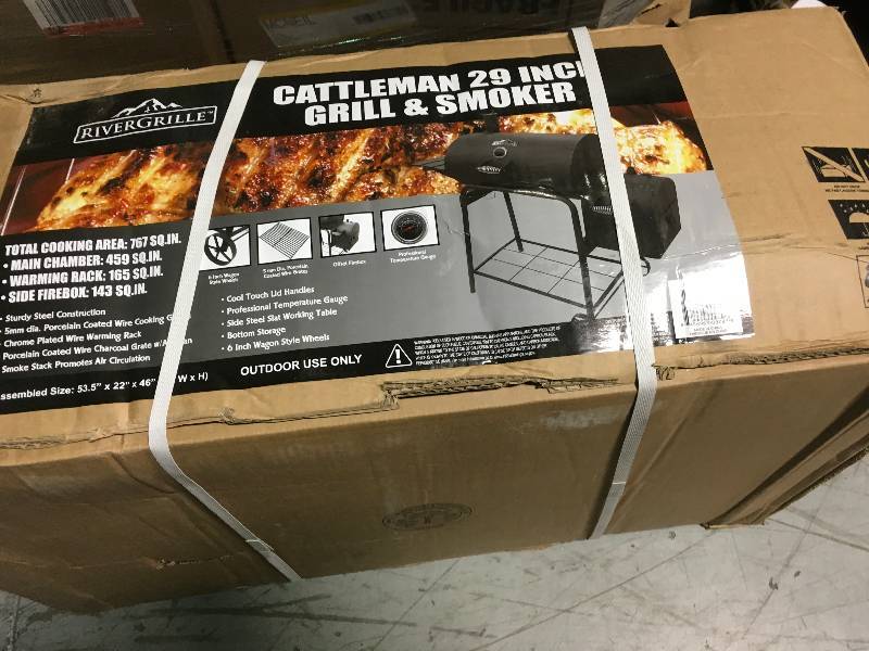 lot 3 image: RiverGrille Cattleman 29 in. Charcoal Grill and Smoker not used