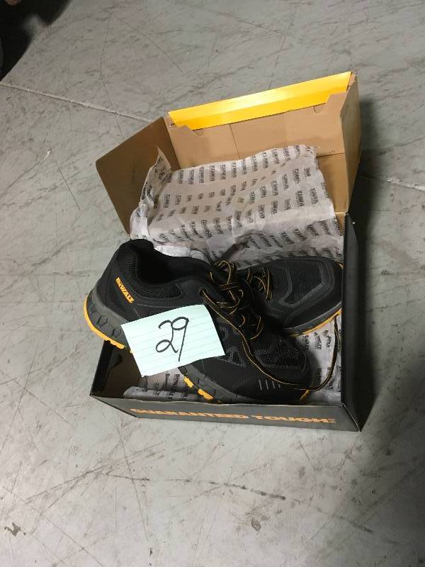 lot 29 image: Dewalt Angle Mens BlackYellow Nylon Mesh Soft Toe ProLite Work Shoe size 9.5 M not used
