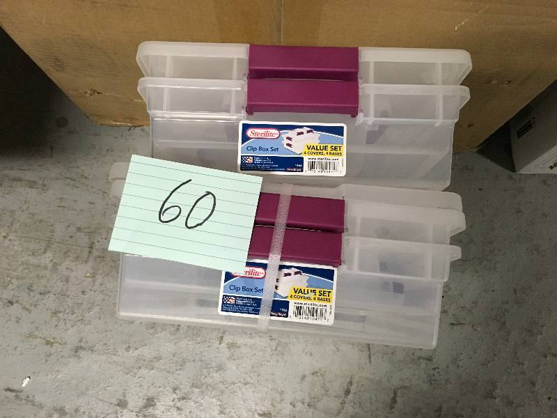 lot 60 image: Lot of 2 Sterelite Clip Box Sets