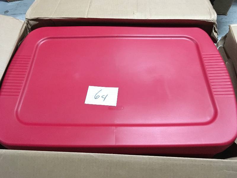 lot 64 image: Lot of 6 - Sterilite 30 Gal Tote Boxes not used