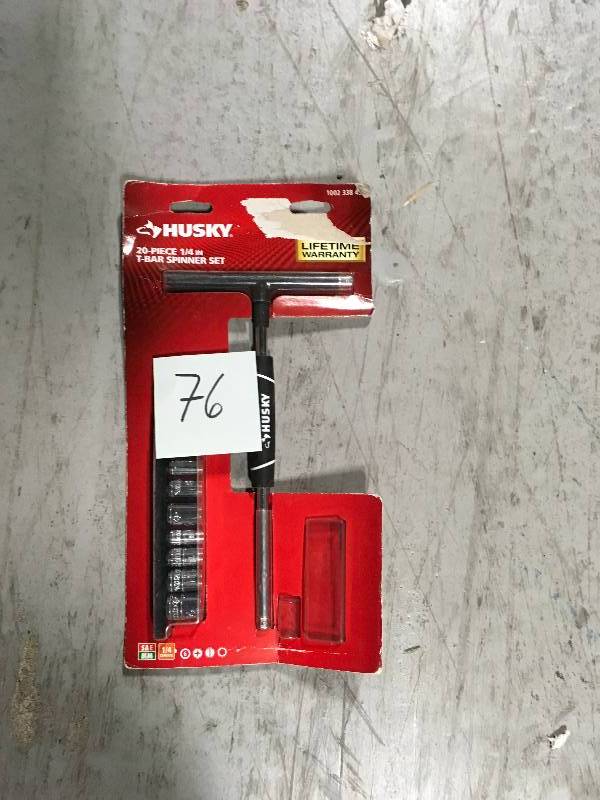 lot 76 image: Husky 20 PC T Bar Spinner Set missing pcs