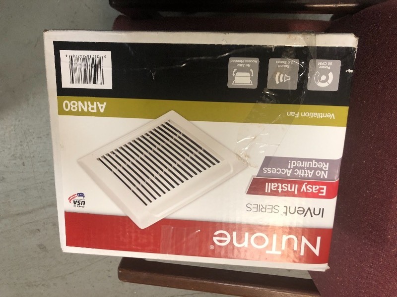 lot 109 image: NuTone InVent Series 80 CFM WallCeiling Installation Bathroom Exhaust Fan in good conditions