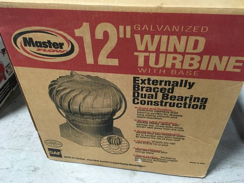 lot 3 image: Master Flow Weatherwood 12-In Galvanized Steel Externally Braced Roof Turbine Vent Gc12eww