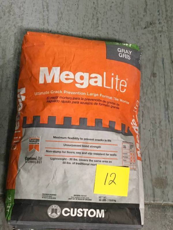 lot 12 image: Custom Building Products MegaLite Gray 30 lb. Crack Prevention Mortar