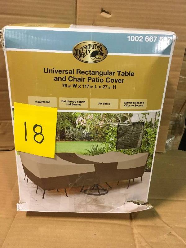 lot 18 image: Universal Rectangular Table and Chair Patio Cover