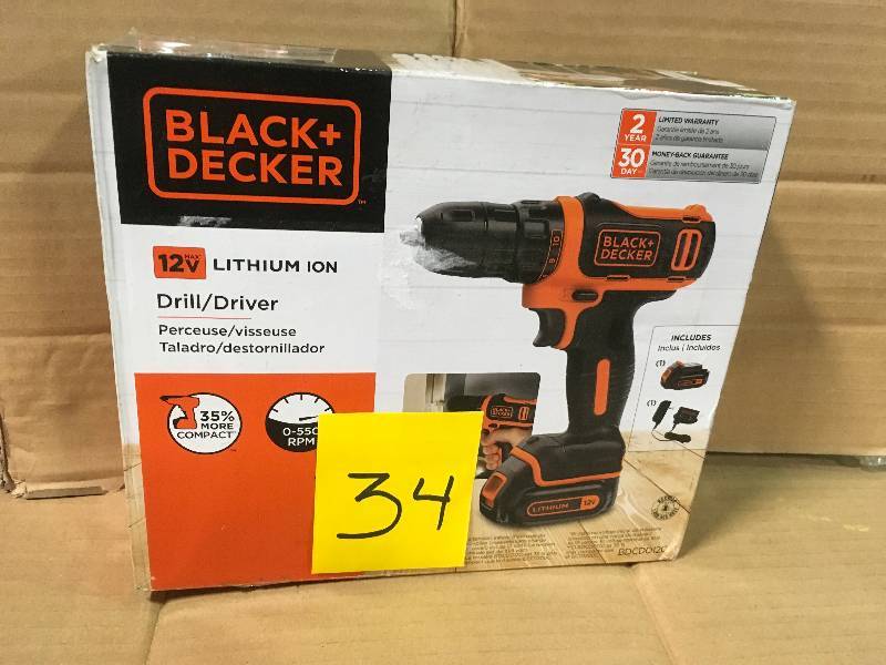 lot 34 image: Black and Decker 12V Lithium ION DrillDriver not used